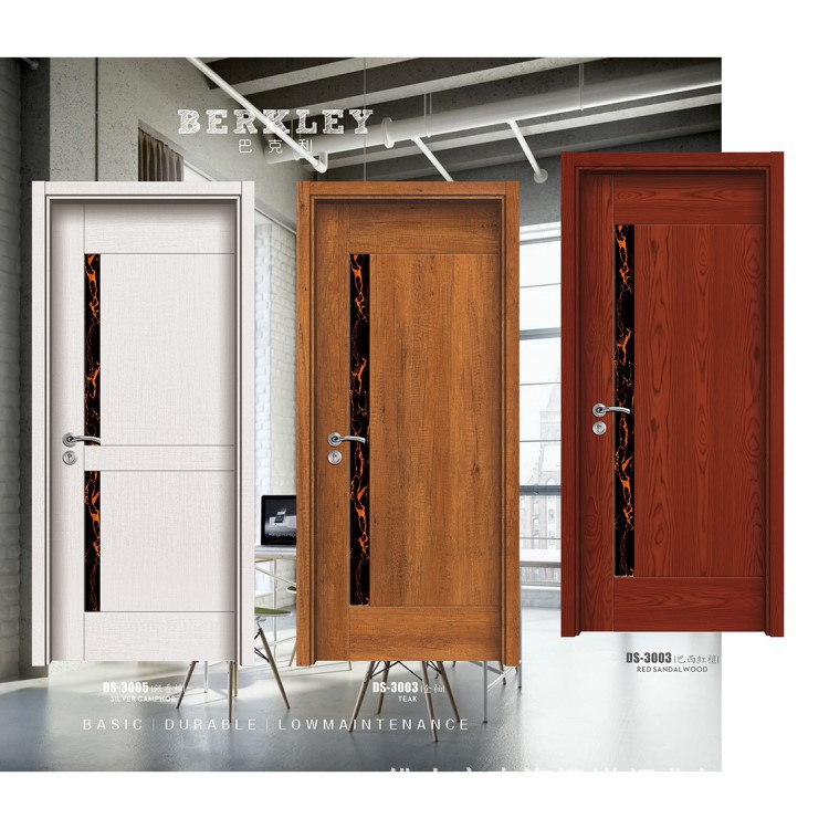 Puerta de dormitorio tallada plana puerta interior simple conjunto completo Puerta de refuerzo ecológico puerta compuesta puerta de cristal de carbono puerta sin pintura