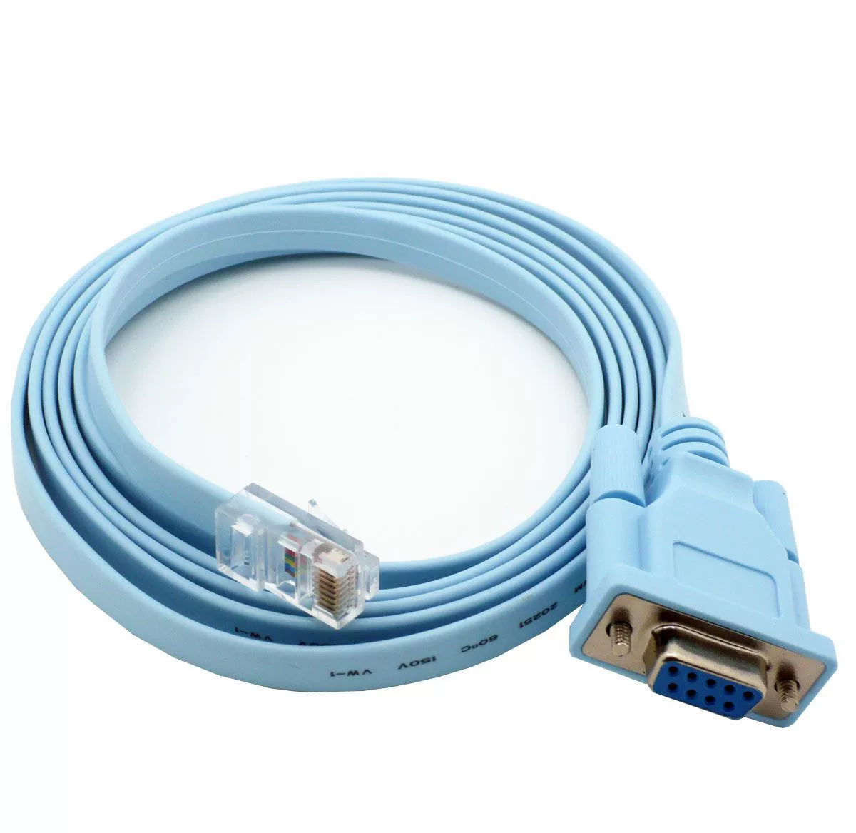 Синий плоский сетевой кабель RJ45 к RS232 для разъема DB9F/8P8C, длина 1,8–5 метров, вращающееся соединение