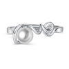 Fashionable elegant zirconium with bow, one size ring from pearl, micro incrustation, wholesale