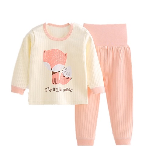 Two sets of autumn children's pure cotton high-waist underwear two-piece set for boys 1-5 years old, 2 baby girls, 3 autumn clothes and 4 autumn pants