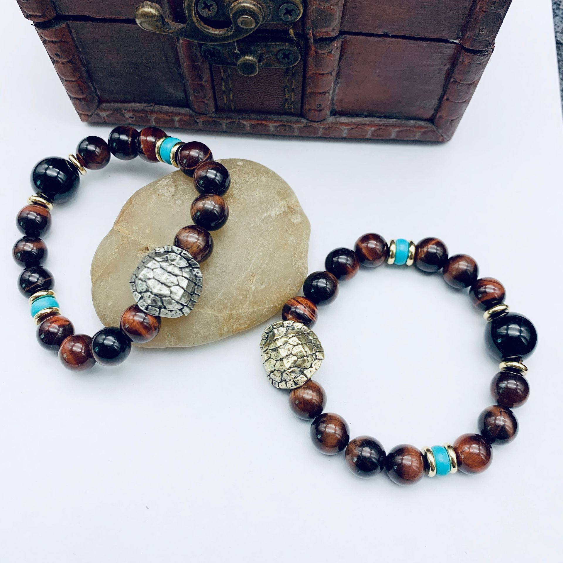 agate brass double-sided copper bracelet for men and women handmade