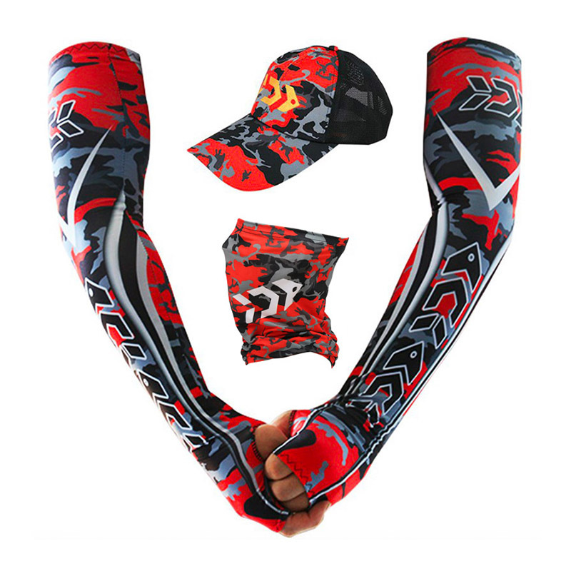 戶外漁具 臂袖冷感吸汗速乾防曬頭巾透氣魔術(shù)貼帽子騎行釣魚用品