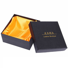 皮带包装盒 13.5*13.5*6CM绸布天地盖礼品盒黑色烫金腰带盒