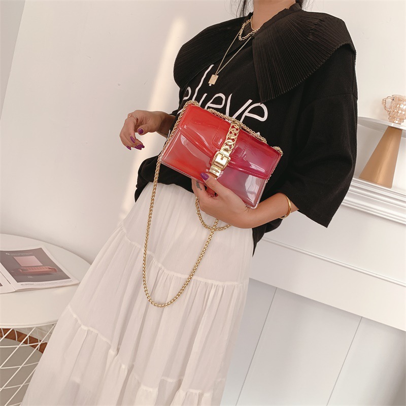 Summer 2025 new gradient jelly bag, fashionable color-blocking chain bag, crossbody single-shoulder bag, ladies' small bag undefined