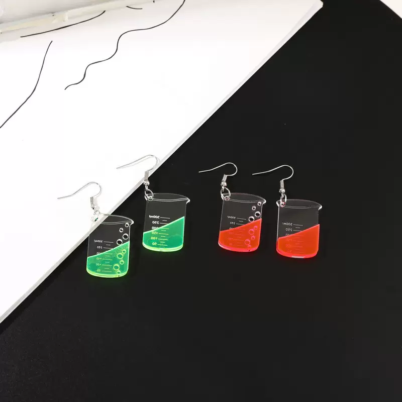 亚克力夸张个性潮人迷你透明烧杯化学创意女耳环