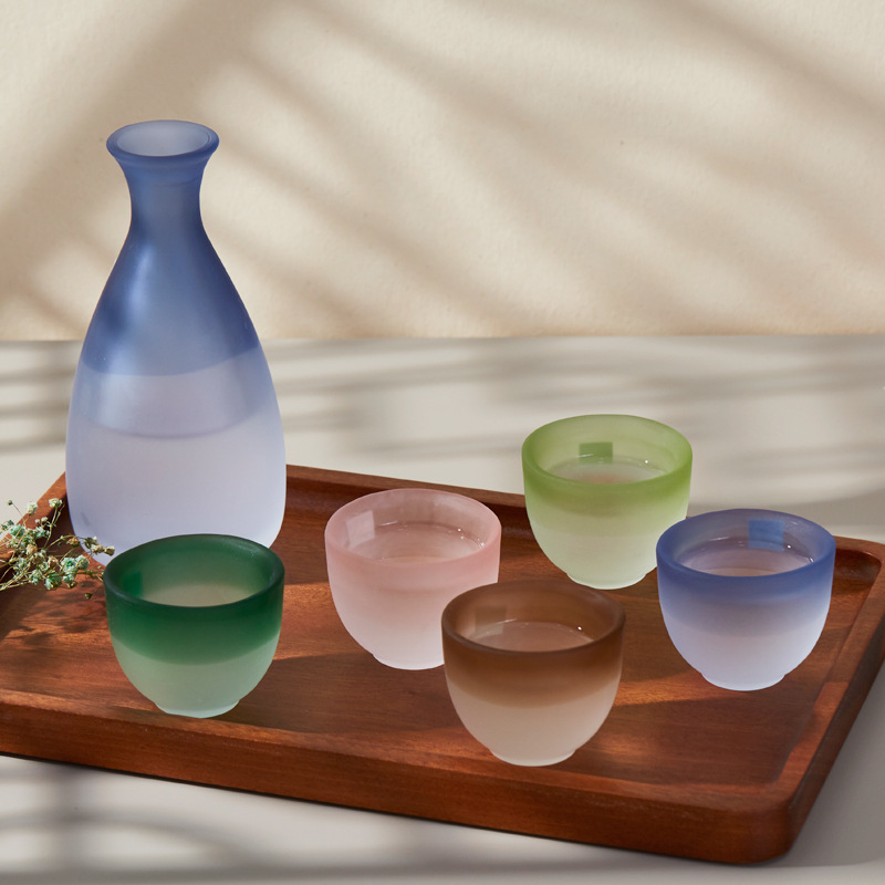 Japan Imported Sasaki Home Handmade Wine Set Gift Box Set Japanese Hammer Pattern Gradient Sake Pot Wine Cup