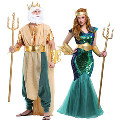 Halloween costumes adult couple mermaid Ancient Egyptian Cleopatra pharaoh costumes Queen Queen goddess battle costume