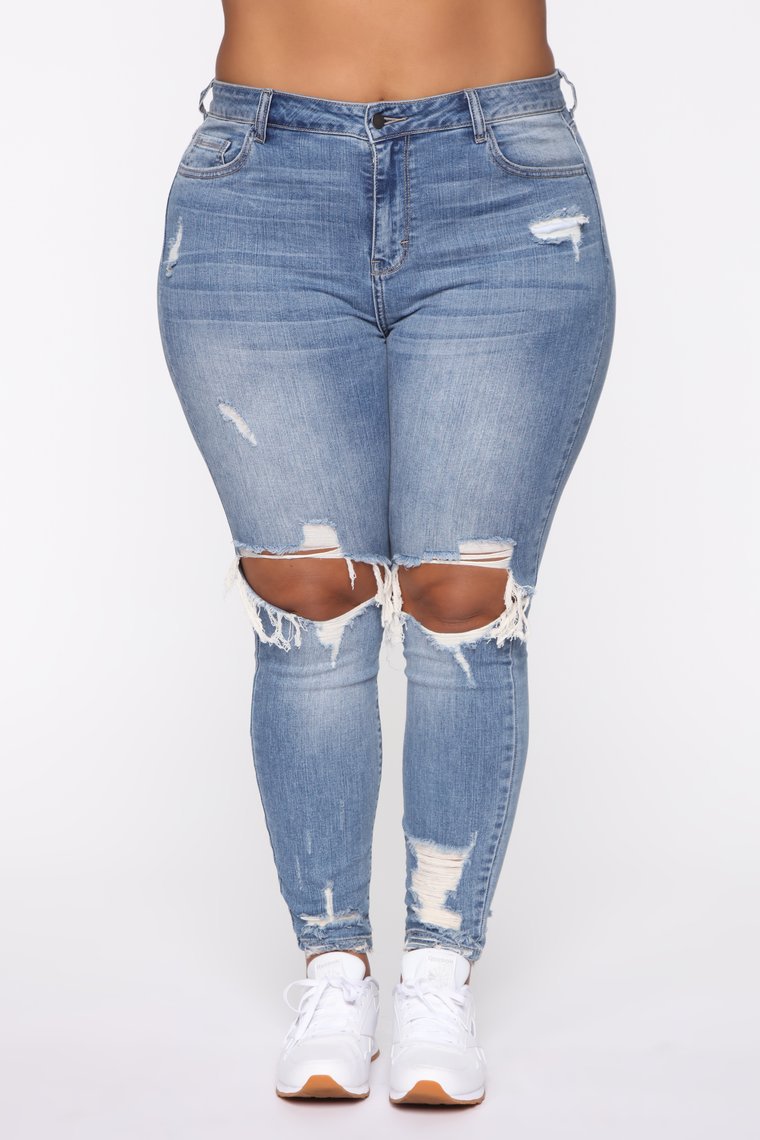 plus size stretch high waist holes slim jeans NSXXL128243