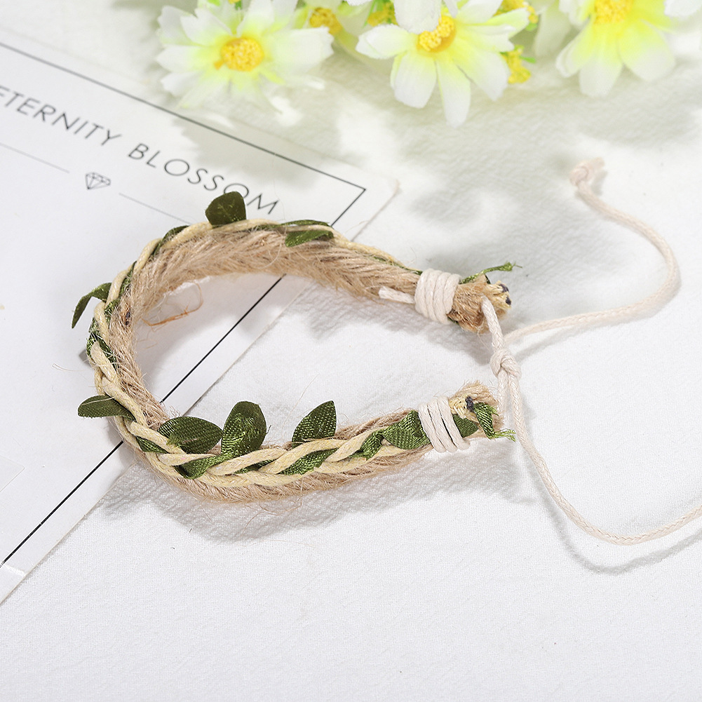 New  Leaf Hemp Rope Braided Hand Rope Retro Ethnic Style Simple  Bracelet Nihaojewelry Wholesale display picture 2