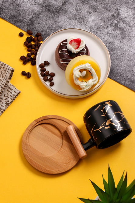 Hengbang cerámica platillo de madera serie taza de agua leche taza de té taza de ocio taza de café platillo traje