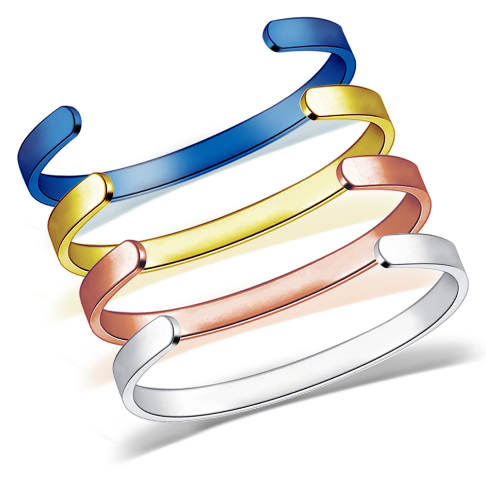 Fashion C Shape Letter Stainless Steel Bangle display picture 2