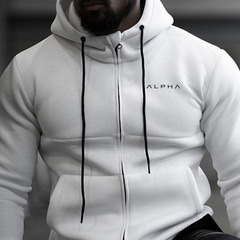Spring and Autumn Fitness Hooded Sweatshirt Men's Long-Sleeve Cardigan Running Sport Top Casual Jacket Cotton Zip-Up Shirt