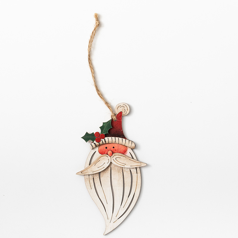 Papá Noel retro de color americano colgante de madera decoración del árbol de Navidad colgante barba blanca marcadores del anciano