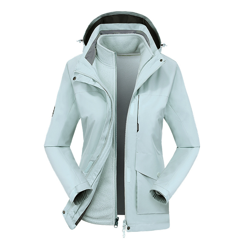 Chaqueta tres en uno de los hombres desmontable forrado de lana engrosada a prueba de viento impermeable marca de moda de las mujeres al aire libre montañismo traje de esquí pareja