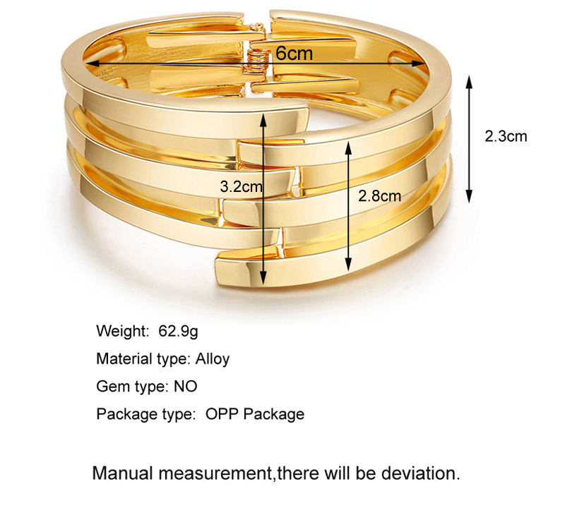 Nuevo Brazalete Abierto De Lado Ancho Exagerado Simétrico Simple display picture 1