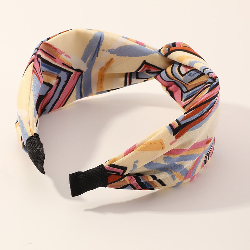 Europäisches Und Amerikanisches Neues Stirnband, Künstlerischer Farbkontrast Druck, Gefärbter Stirnband Stoff, Geknotetes Haarschmuck, Nischen Design, Street Shot-kopfschmuck display picture 6