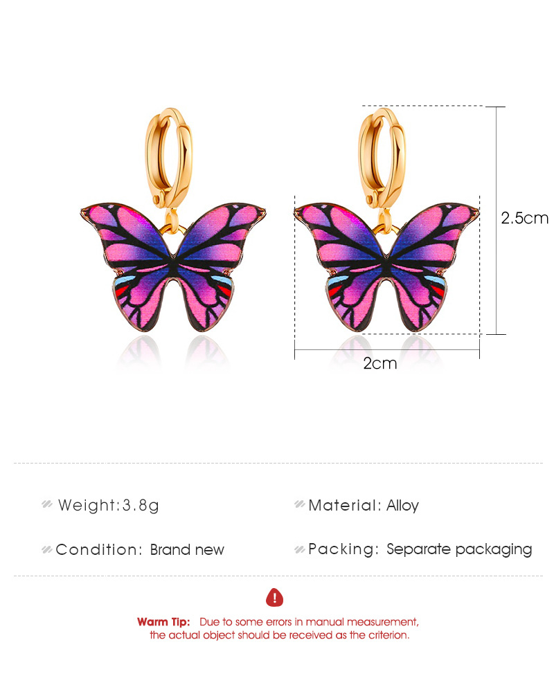 New Earrings Creative Street Shooting Color Butterfly Earrings Ladies Dream Butterfly Earrings Wholesale Nihaojewelry display picture 1