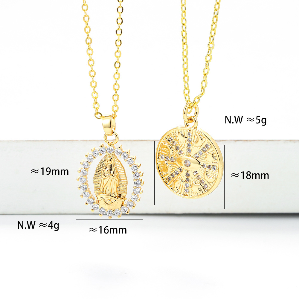 Creative Virgin Mary Geometric Pendant Micro-inlaid Zircon Necklace Wholesale display picture 3