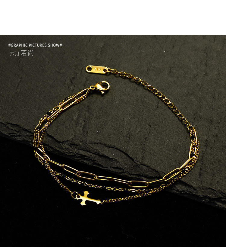 Three-layer Cross Bracelet Titanium Steel Three Layers Of Real Gold No Allergy Wholesale Nihaojewelry display picture 17