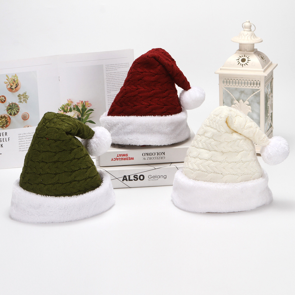 Cappello di Natale Cappello di Babbo Natale lavorato a maglia Cappello per adulti Decorazioni per le feste invernali Regali Regali_voghion.com