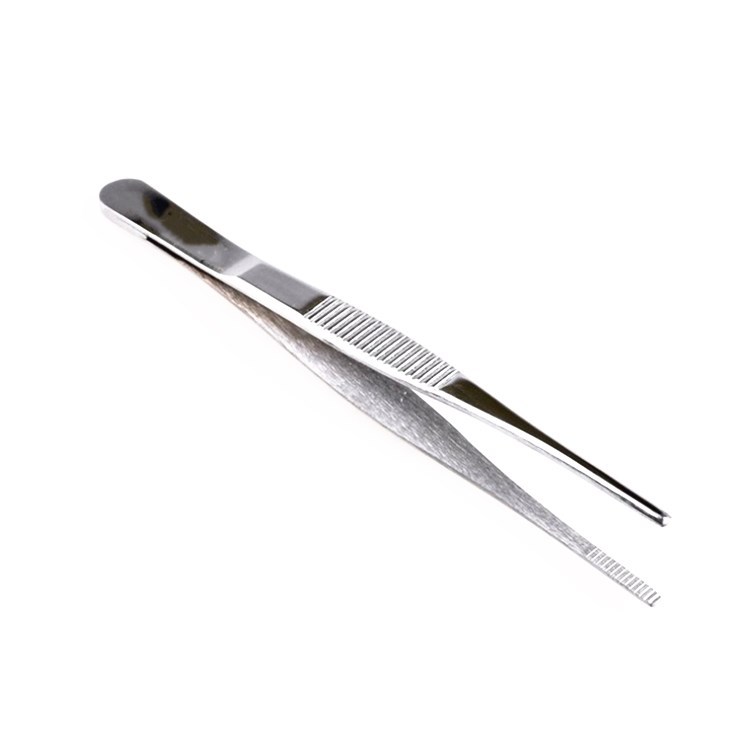 卫特斯WEITESI 125mm圆头带齿防滑加硬平头不锈钢镊子WTS-125