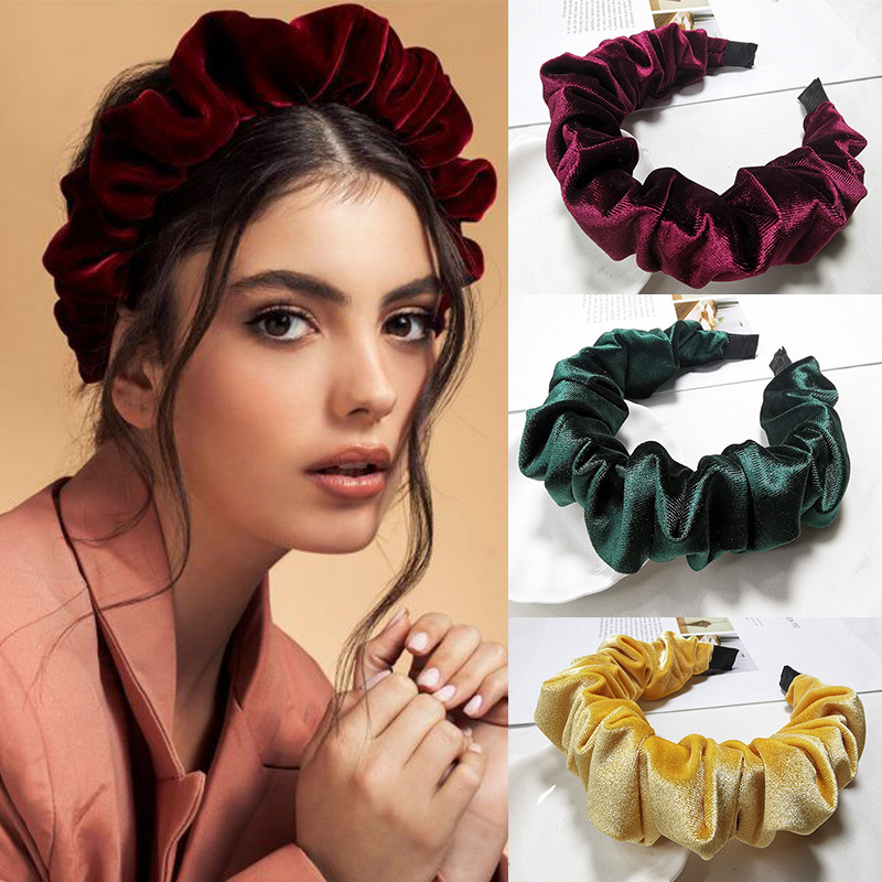 Korean New Style Velvet Solid Color Fold Headband Wholesale Nihaojewelry display picture 2