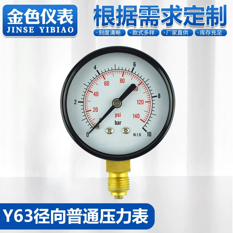 Поставка оптового манометра, стандартного манометра, радиального стандартного манометра Y63, поддерживает индивидуальный манометр