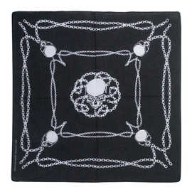 新款环保印花链条鬼头纯棉骷髅头街舞嘻哈百变魔术方巾黑白街头