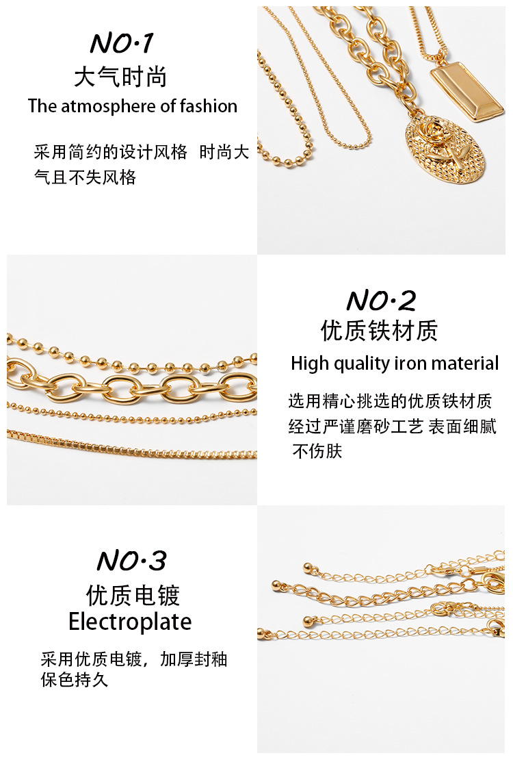 New Fashion Simple Ethnic Style Multi-layer Letter Pendant Set Necklace For Women Wholesale display picture 16