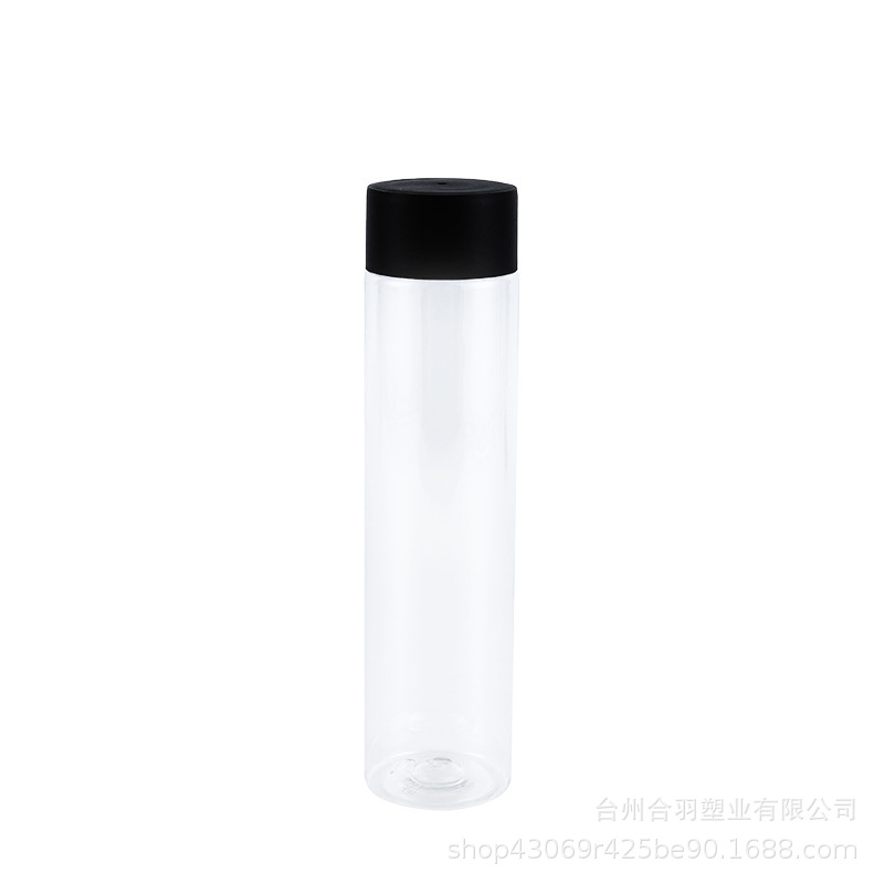 Botella de té de leche desechable, transparente, tapa de plástico, portátil