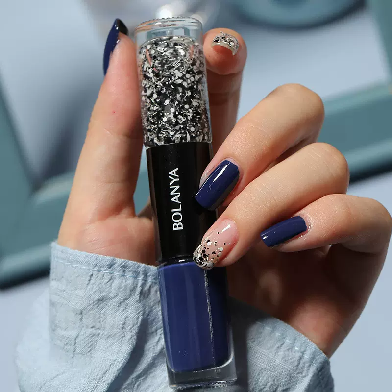 跨境专供油性双色指甲油免烤速干持久不可剥不易掉显白套装护甲