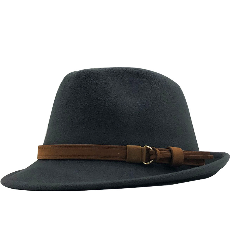 Unisex Retro Solid Color Flat Eaves Fedora Hat display picture 5