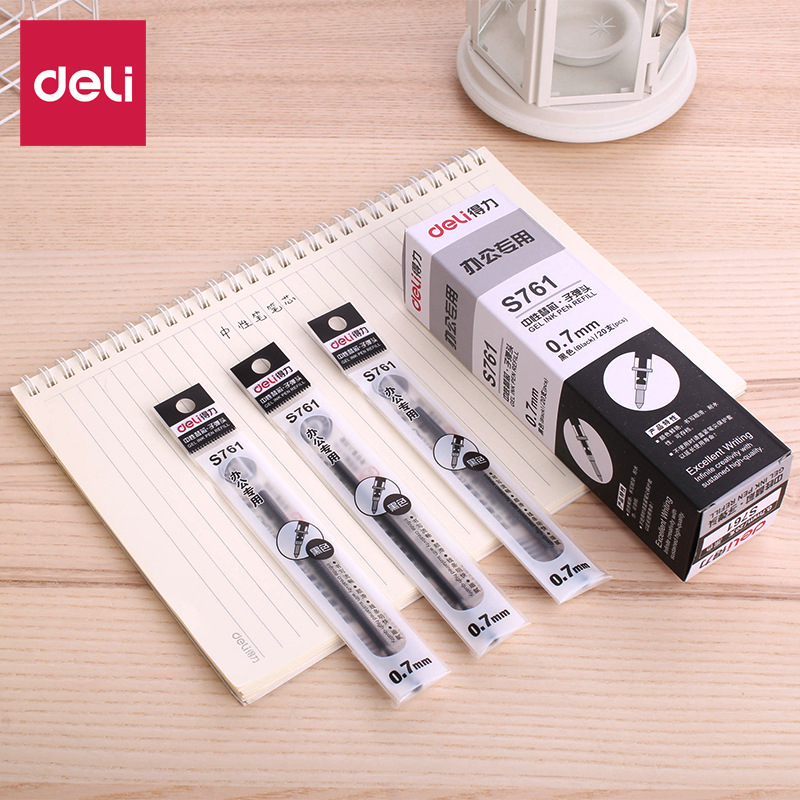 Deli s761 neutral refill bullet neutral refill Black 0.7mm ink refill signature refill office
