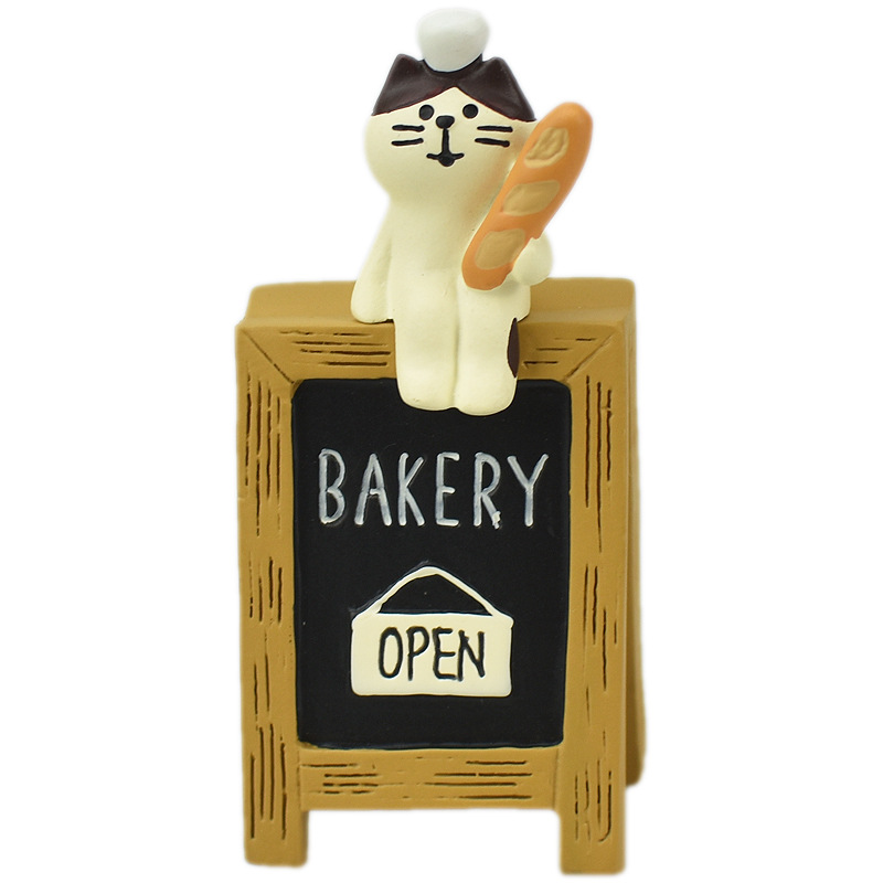 decole zakka喫茶咖啡店猫咪画板猫架看板留言板树脂工艺品小摆件