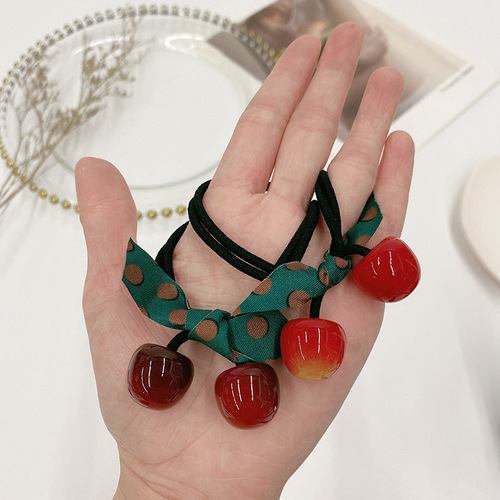 Internet celebrity medium size cherry hair band for women Korean style high elastic hair rope rubber band for women forest girl fresh hair accessories headband