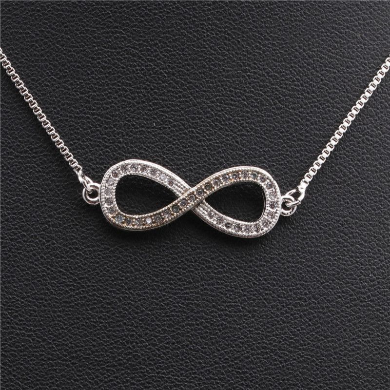 Fashion Simple  Copper Necklace 8-word Infinity Love Micro-set Zircon Necklace Wholesale Nihaojewelry display picture 10