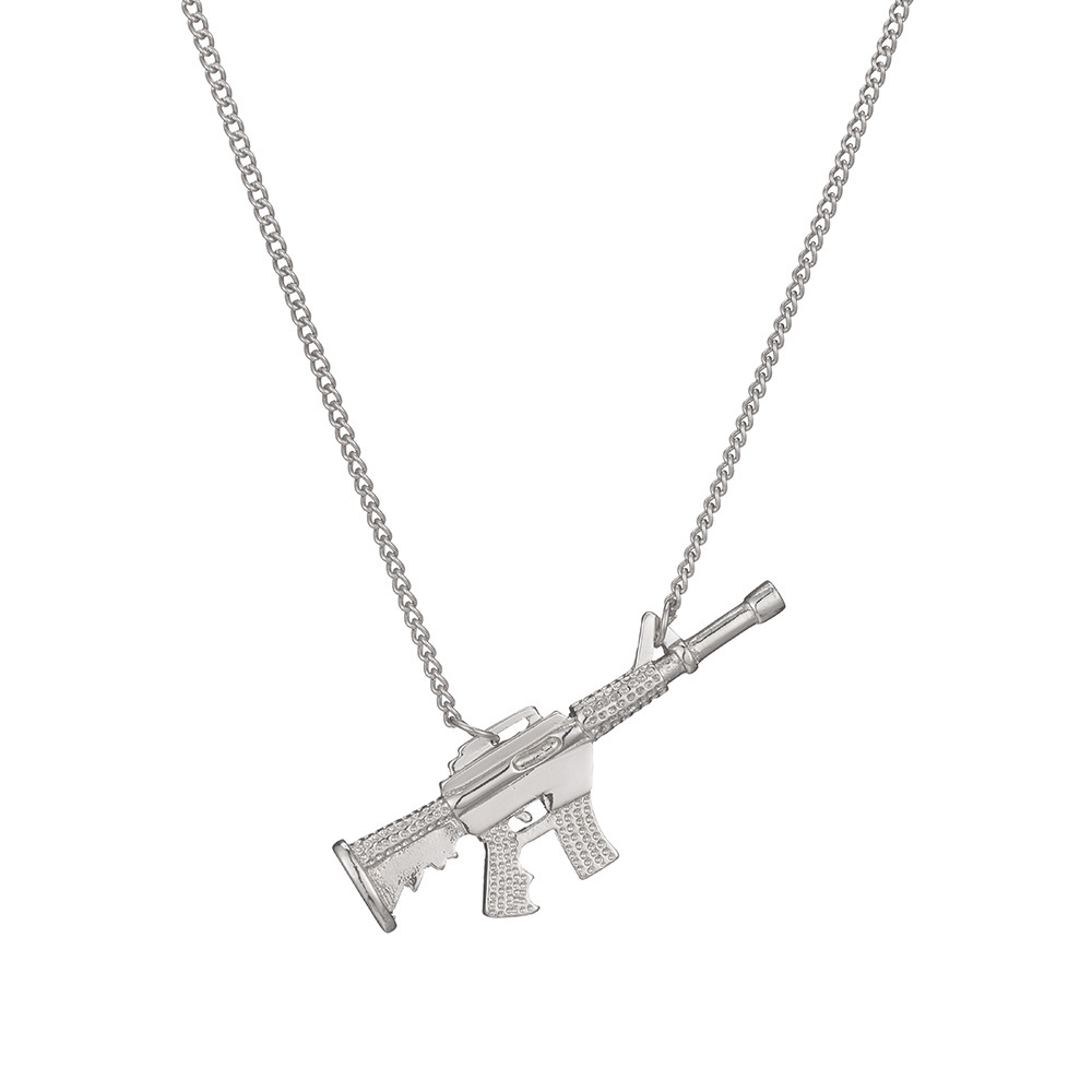 copper pendant machine gun necklace