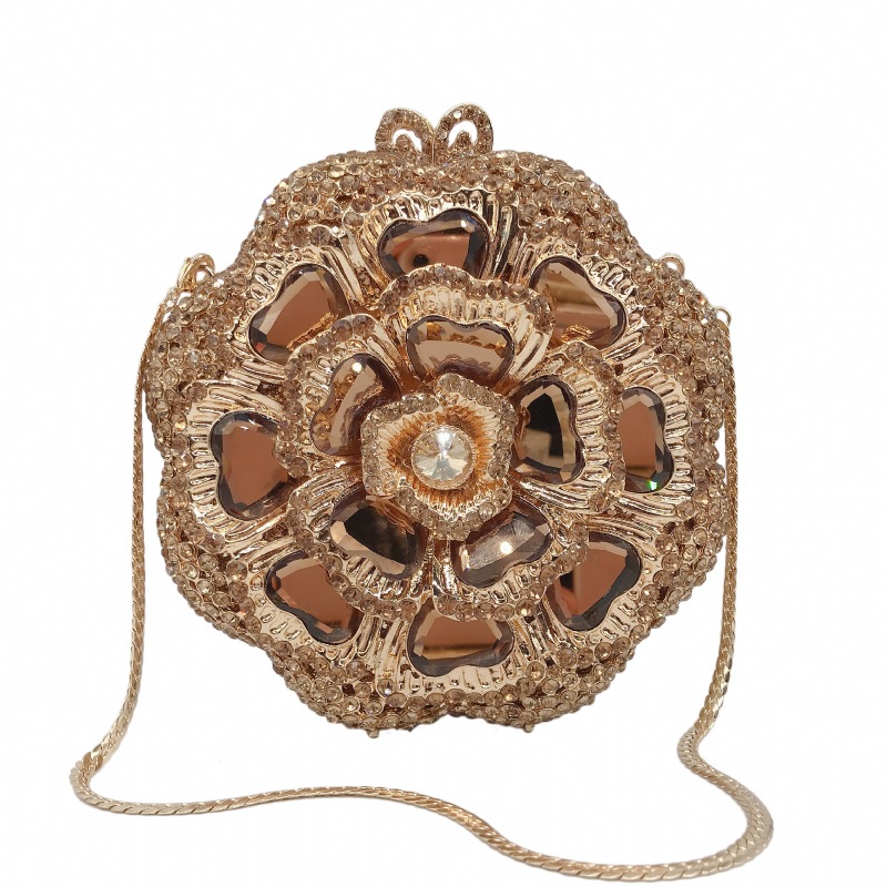 Túi clutch dạ hội kim loại đính kim cương, xách tay nữ thời trang dự tiệc — Màu đen, Đế Vàng Kim Cương, Nền vàng kim cương trắng, Màu bạc chi tiết 20
