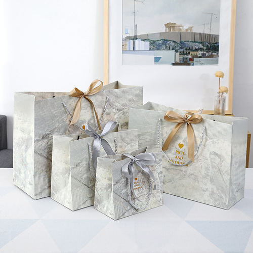 Ins style gift bag marble pattern packaging bag fashion gift bag wedding candy bag clothing store paper bag