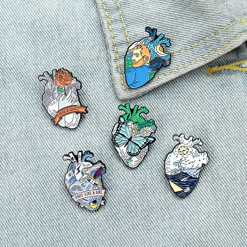 Heart Shape Pattern Unisex Gender Pin Heart Shape Alloy Unisex Brooches