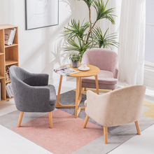 布艺小沙发凳网红实木矮凳北欧家用客厅创意时尚带靠背小沙发座椅