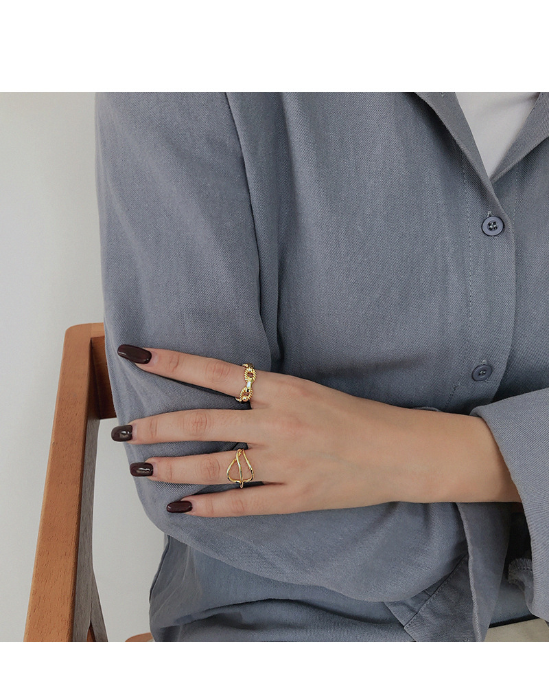 Korean S925 sterling silver twist chain open ring