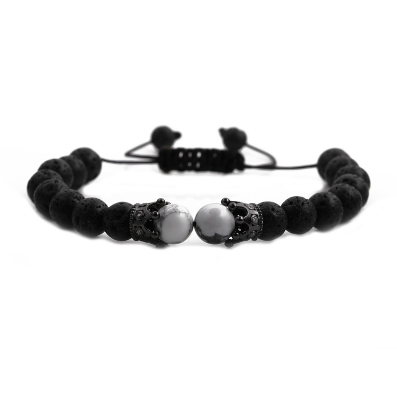 White Pine Volcanic Stone Crown Braided Bracelet display picture 6