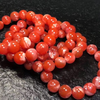 工厂批发 天然南红玛瑙樱桃红单圈手串 妖孽纹品质好 南红手链|ru