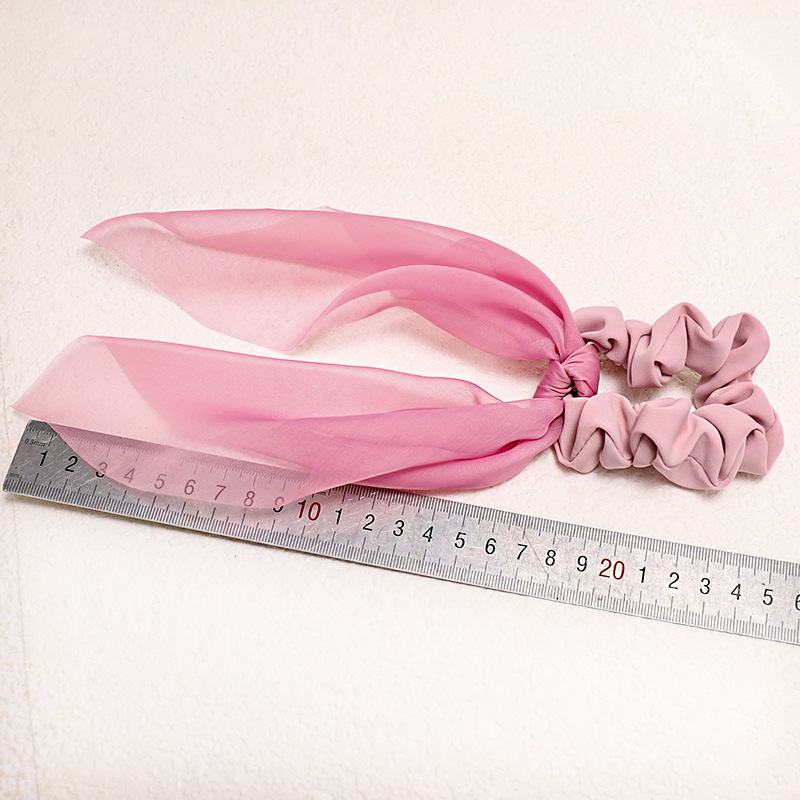 Sweet Solid Color Satin Fabric Streamer Hair Band Chiffon Hair Accessories Plate Hair Large Intestine Hair Rope display picture 3