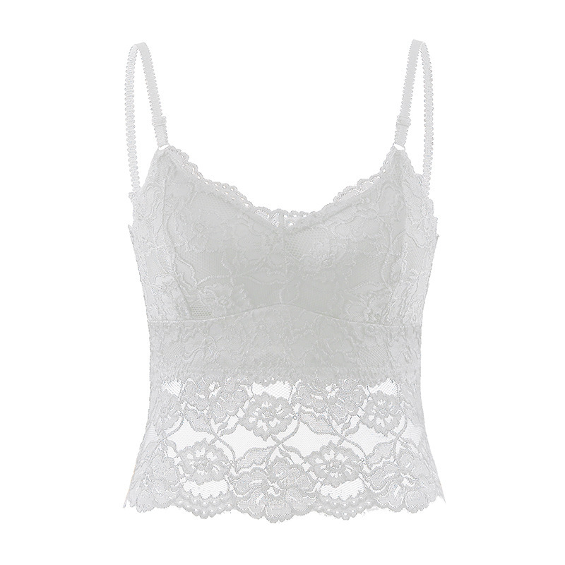 Belleza back sexy LACE camisola de las mujeres delgadas interior y exterior desgaste pecho más tamaño bottoming chaleco