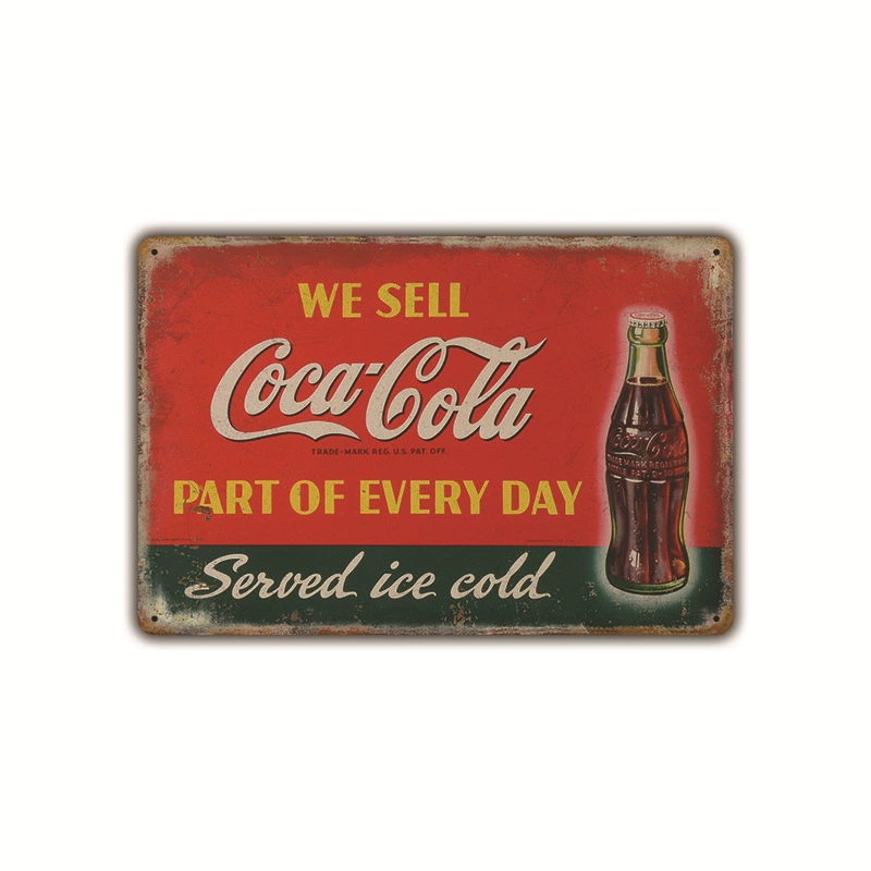 Безрамочная металлическая вывеска (Coca-Cola) ретро рекламный плакат, 20×30 см, винтажное декоративное украшение