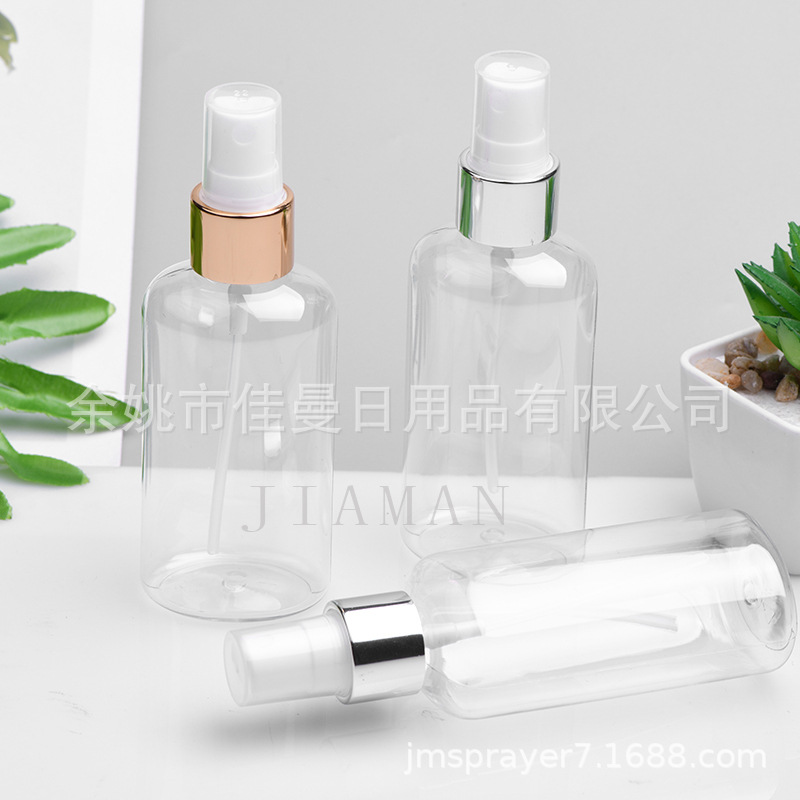 电化铝喷头细雾分装瓶香水化妆水喷雾瓶100ml毫升扁透PET塑料空瓶