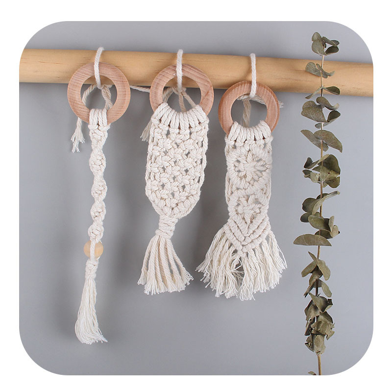Bebé creativo haya juguete mordedor nuevo hecho a mano tejido algodón cuerda juguete infantil dientes molienda palo