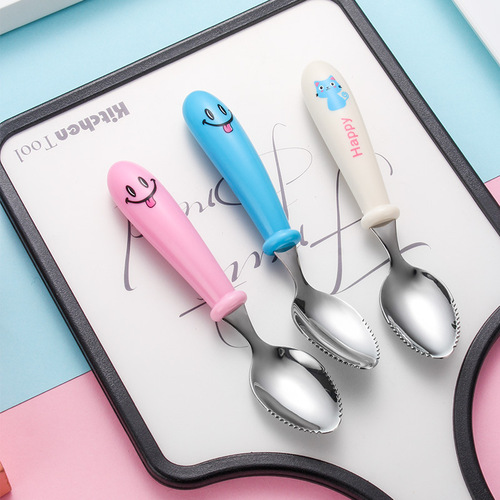 Creative children's mud scraping spoon portable 304 stainless steel infant mud scoop fruit supplementary food tool puree spoon